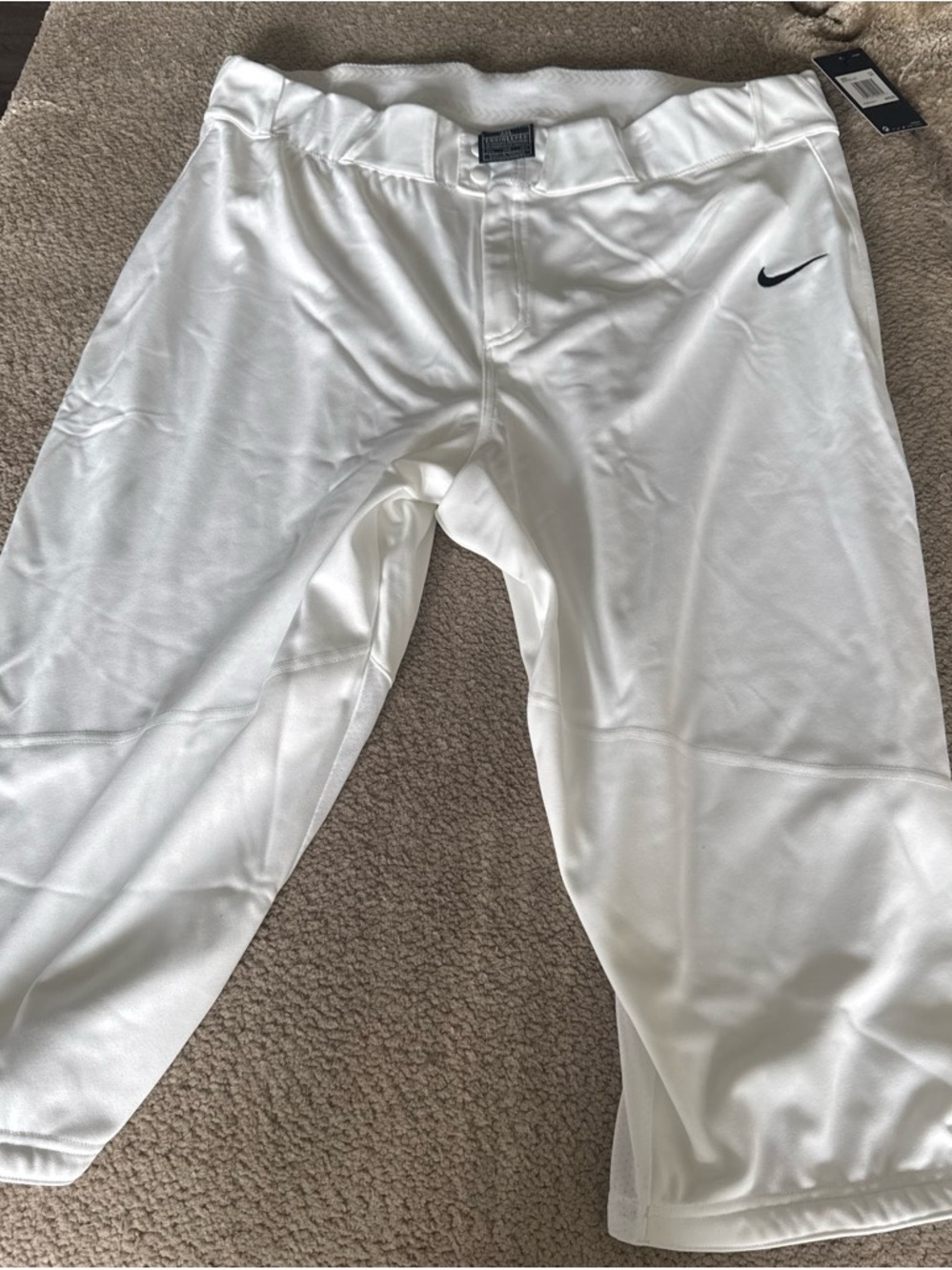 Nike White Baseball Pants with Black Tag Detail